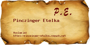 Pinczinger Etelka névjegykártya